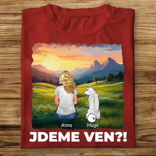Dámské tričko se psem - Jdeme Ven Hory
