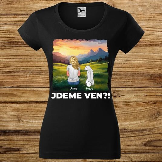 Dámské tričko se psem - Jdeme Ven Hory