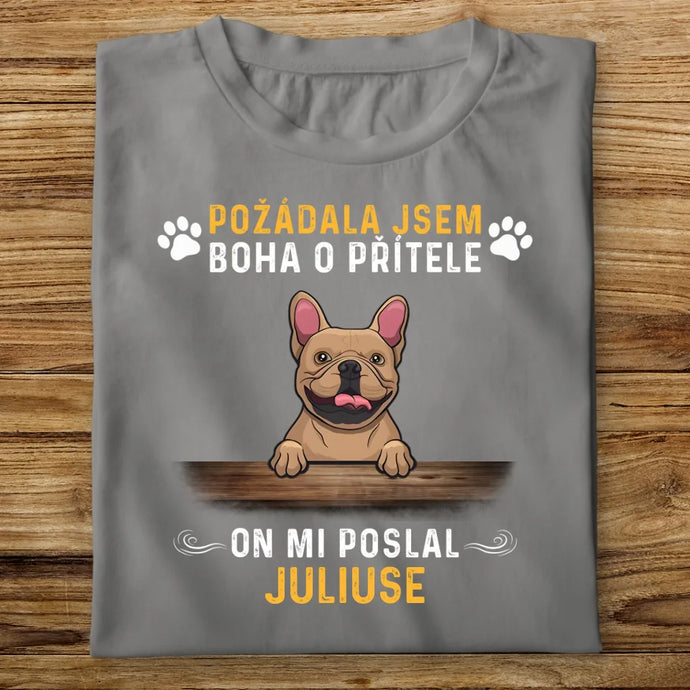 Dámské tričko se psem - Požádala jsem boha