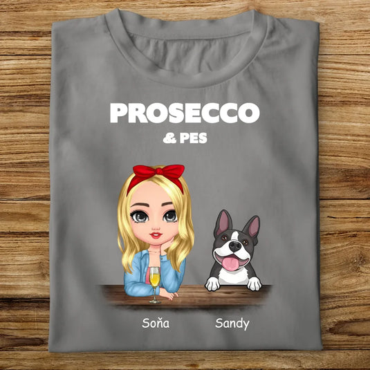 Dámské tričko se psem - Prosecco a pes