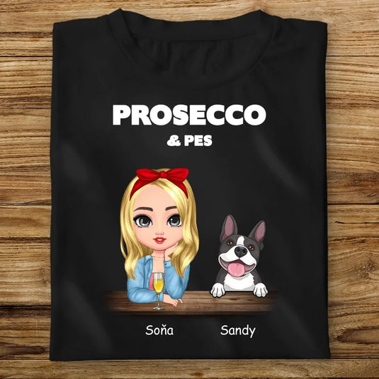 Dámské tričko se psem - Prosecco a pes