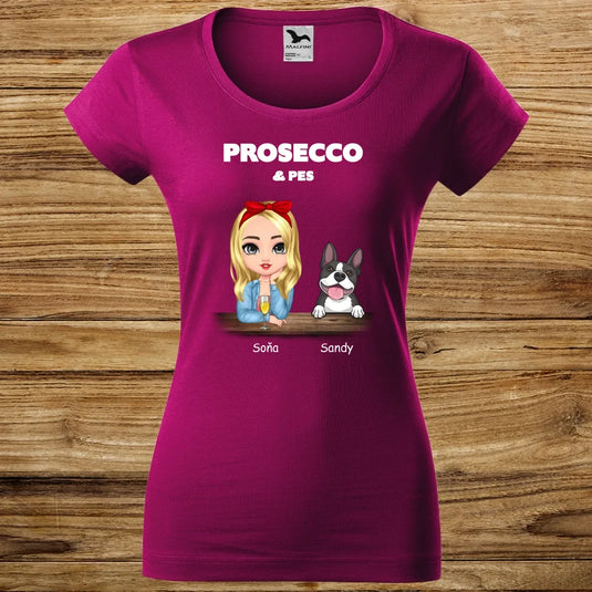 Dámské tričko se psem - Prosecco a pes