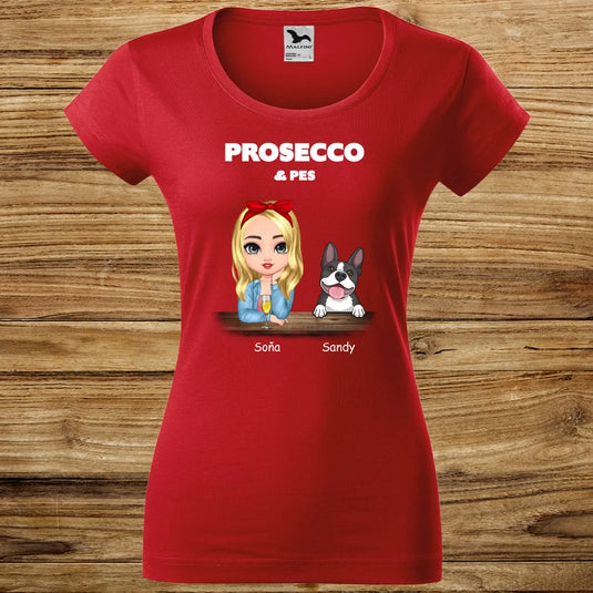 Dámské tričko se psem - Prosecco a pes