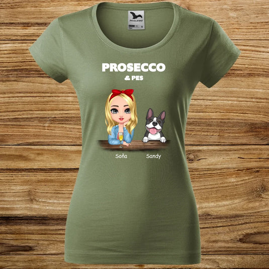 Dámské tričko se psem - Prosecco a pes