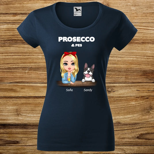Dámské tričko se psem - Prosecco a pes