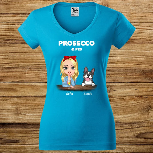 Dámské tričko se psem - Prosecco a pes
