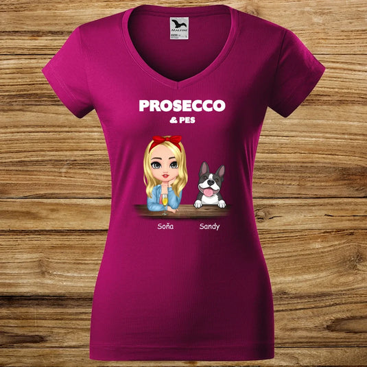 Dámské tričko se psem - Prosecco a pes