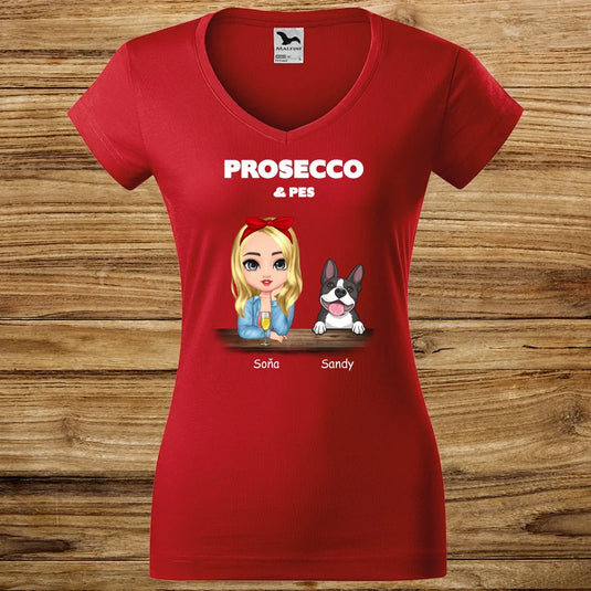 Dámské tričko se psem - Prosecco a pes