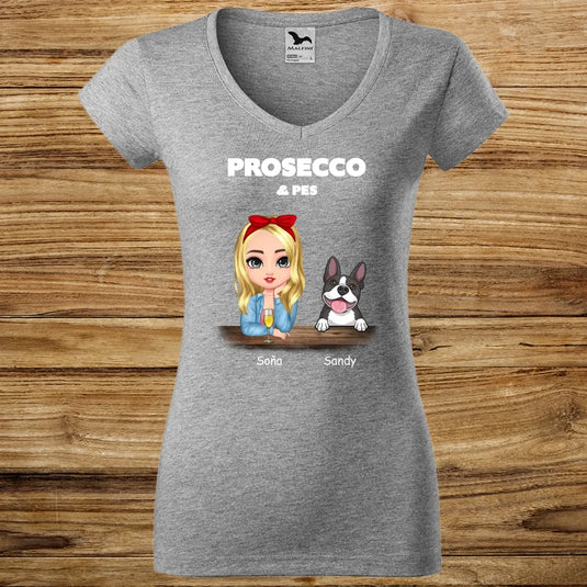 Dámské tričko se psem - Prosecco a pes