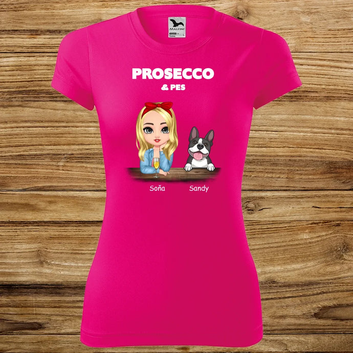 Dámské Funkční tričko se psem - Prosecco a pes