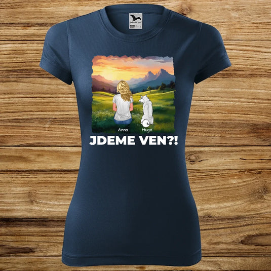 Dámské Funkční tričko se psem - Jdeme Ven Hory