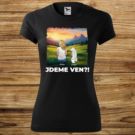 Dámské Funkční tričko se psem - Jdeme Ven Hory
