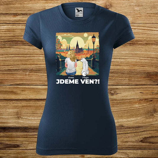 Dámské Funkční tričko se psem - Jdeme Ven Město zelené