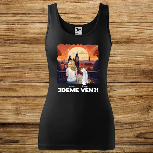 Dámské Tílko se psem - Jdeme Ven Město červené