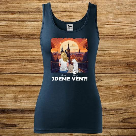 Dámské Tílko se psem - Jdeme Ven Město červené