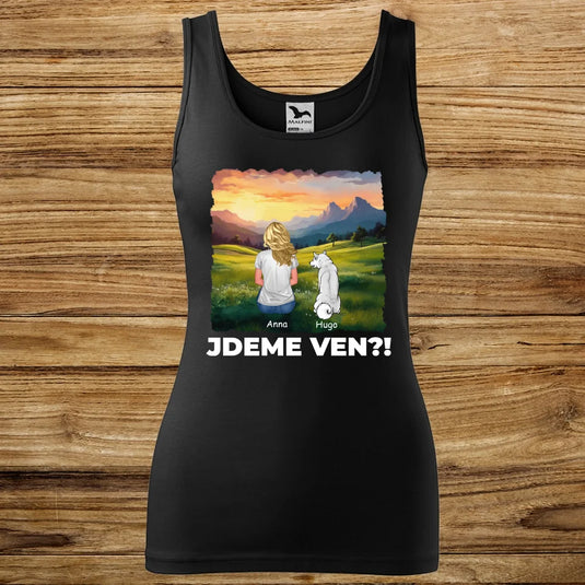 Dámské Tílko se psem - Jdeme Ven Hory