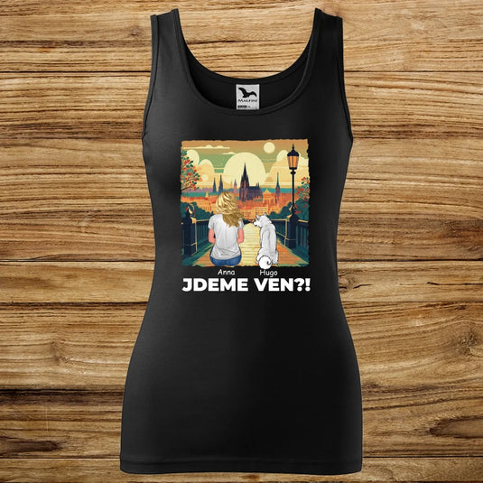 Dámské Tílko se psem - Jdeme Ven Město zelené