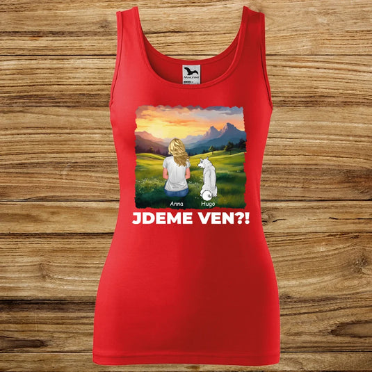Dámské Tílko se psem - Jdeme Ven Hory