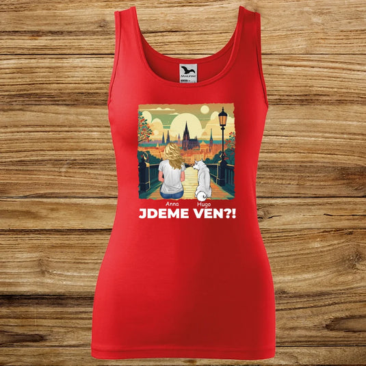 Dámské Tílko se psem - Jdeme Ven Město zelené