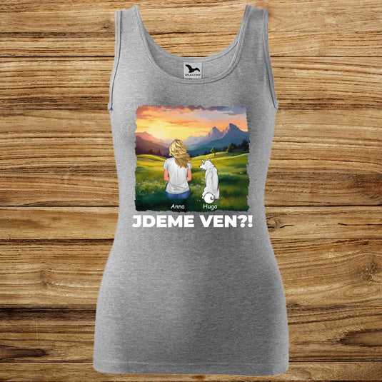 Dámské Tílko se psem - Jdeme Ven Hory
