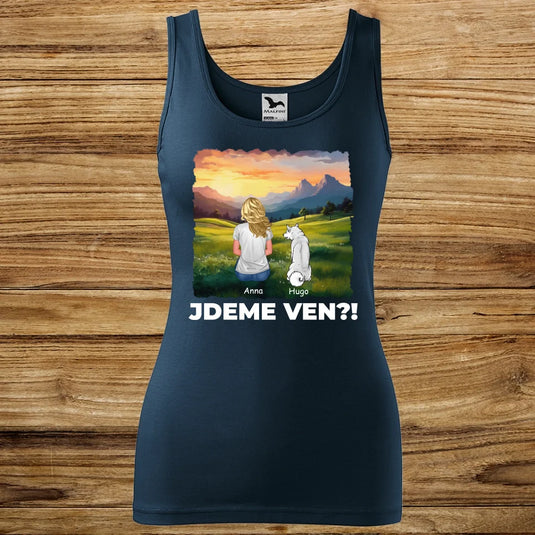 Dámské Tílko se psem - Jdeme Ven Hory
