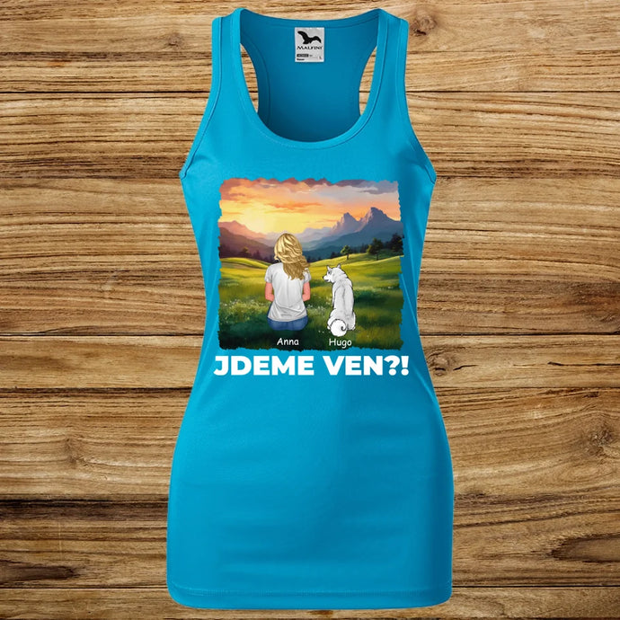 Dámské Funkční Tílko se psem - Jdeme Ven Hory