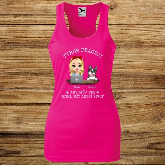 Dámské Funkční Tílko se psem - Tvrdě pracuji