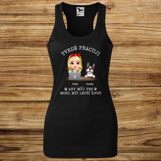 Dámské Funkční Tílko se psem - Tvrdě pracuji