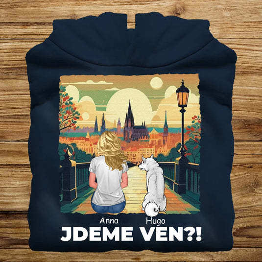 Dámská Mikina se psem - Jdeme Ven Město zelené
