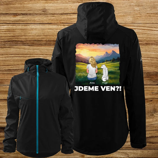 Dámská Softshellová bunda se psem - Jdeme Ven Hory