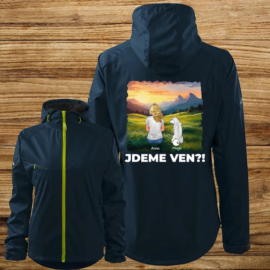 Dámská Softshellová bunda se psem - Jdeme Ven Hory