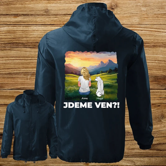 Unisex Větrovka se psem - Žena - Jdeme Ven Hory