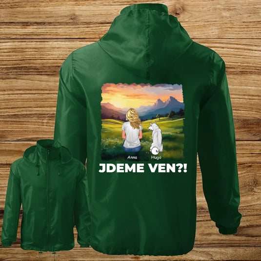 Unisex Větrovka se psem - Žena - Jdeme Ven Hory