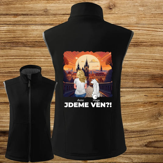 Dámská Vesta se psem - Jdeme Ven Město červené