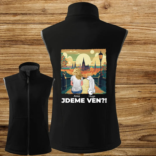 Dámská Vesta se psem - Jdeme Ven Město zelené