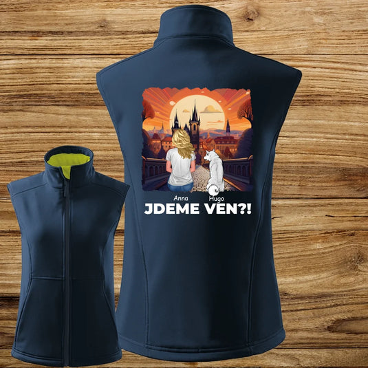 Dámská Vesta se psem - Jdeme Ven Město červené