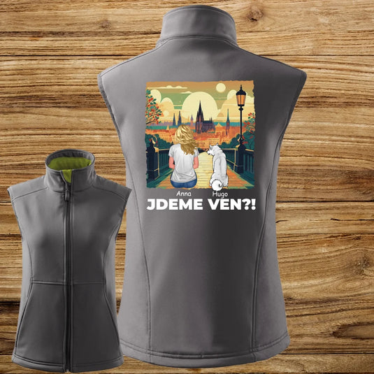 Dámská Vesta se psem - Jdeme Ven Město zelené