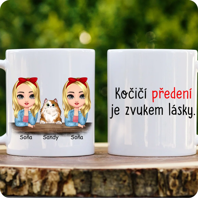 Hrníček - Chibi ženy s kočkou