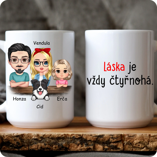 Hrníček - Chibi rodina se psem