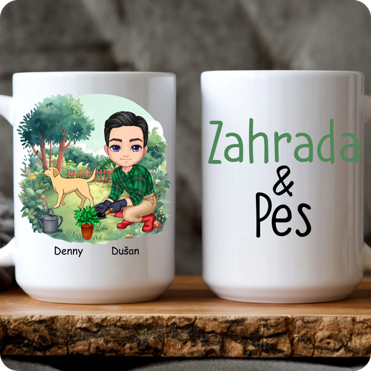 Hrníček - Zahradník se psem