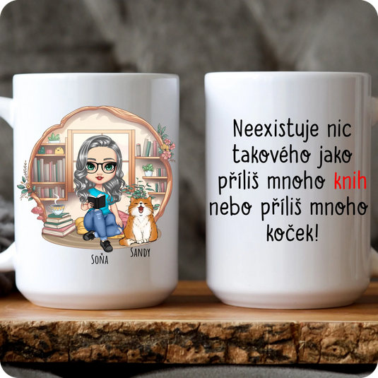 Hrníček - Kniha a kočka