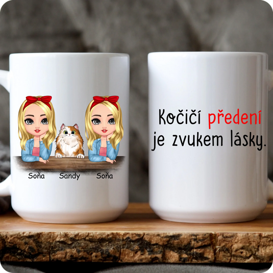 Hrníček - Chibi ženy s kočkou