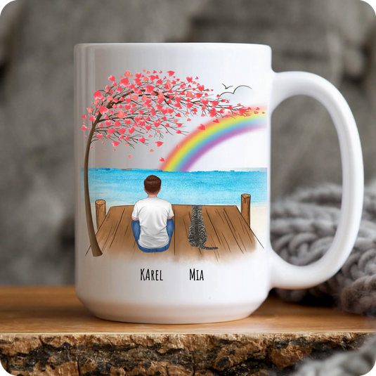 Hrníček - Muž s kočkou