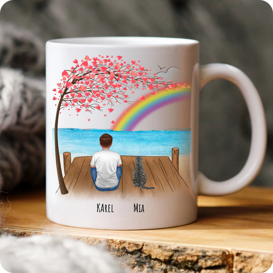 Hrníček - Muž s kočkou