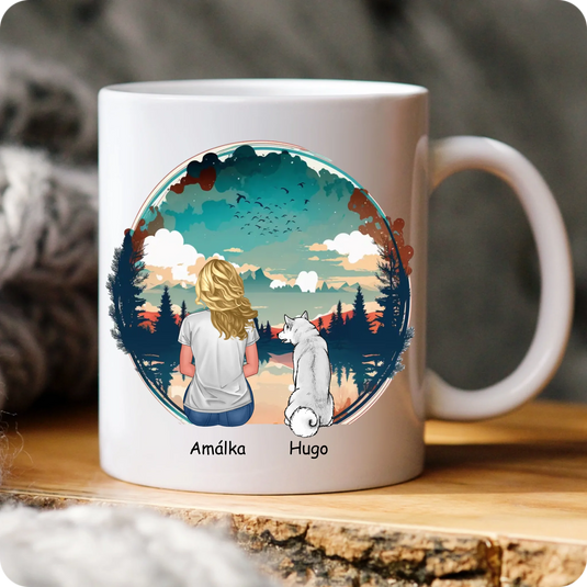 Hrníček - Žena a chlupáč