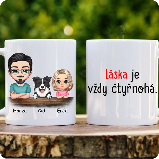 Hrníček - Chibi Muž a dítě se psem