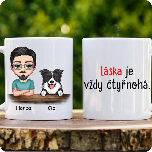 Hrníček - Chibi muž se psem