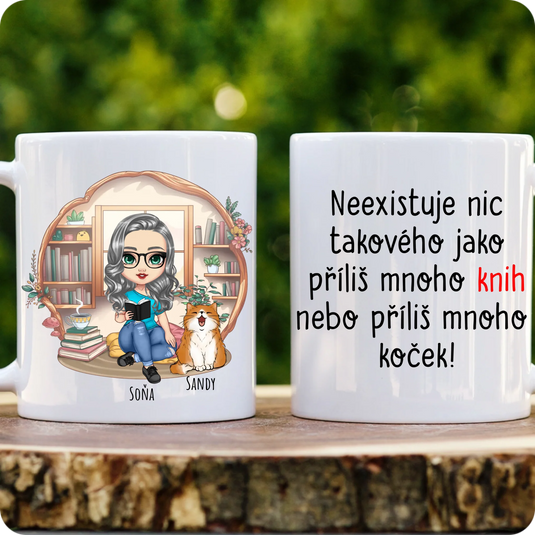 Hrníček - Kniha a kočka