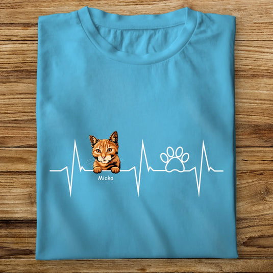 Pánské Tričko s Kočkou - HeartBeat