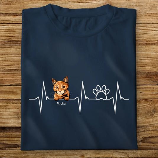 Pánské Tričko s Kočkou - HeartBeat